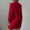 Women's Plush Long Sleeve Mini Dress, Solid Color A-Line Fitted Dress With Faux Fur Trim For Winter Parties - Image 4