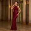 Elegant Sleeveless Round Neck Sequins Slim Sheath Banquet Fishtail - Image 2