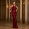 Elegant Sleeveless Round Neck Sequins Slim Sheath Banquet Fishtail - Image 5