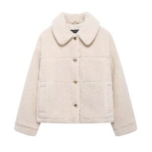 New Fleece Loose Solid-color Lapel Jacket Coat