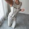 Casual Elegant Button Vest Wide Leg Pants Two-Piece Set Women - Image 4