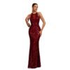 Elegant Sleeveless Round Neck Sequins Slim Sheath Banquet Fishtail