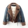 Lamb Wool Stitching Lightweight Down Liner Fleece-lined Denim Coat Women's Short Top Jacket - Image 5