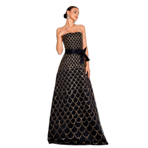 Off-neck Wrapped Chest Nipped-waist Large Swing Sequined