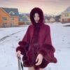 Loose Fur Collar Shawl, Cold-proof Fleece-lined Thick Coat - Image 10