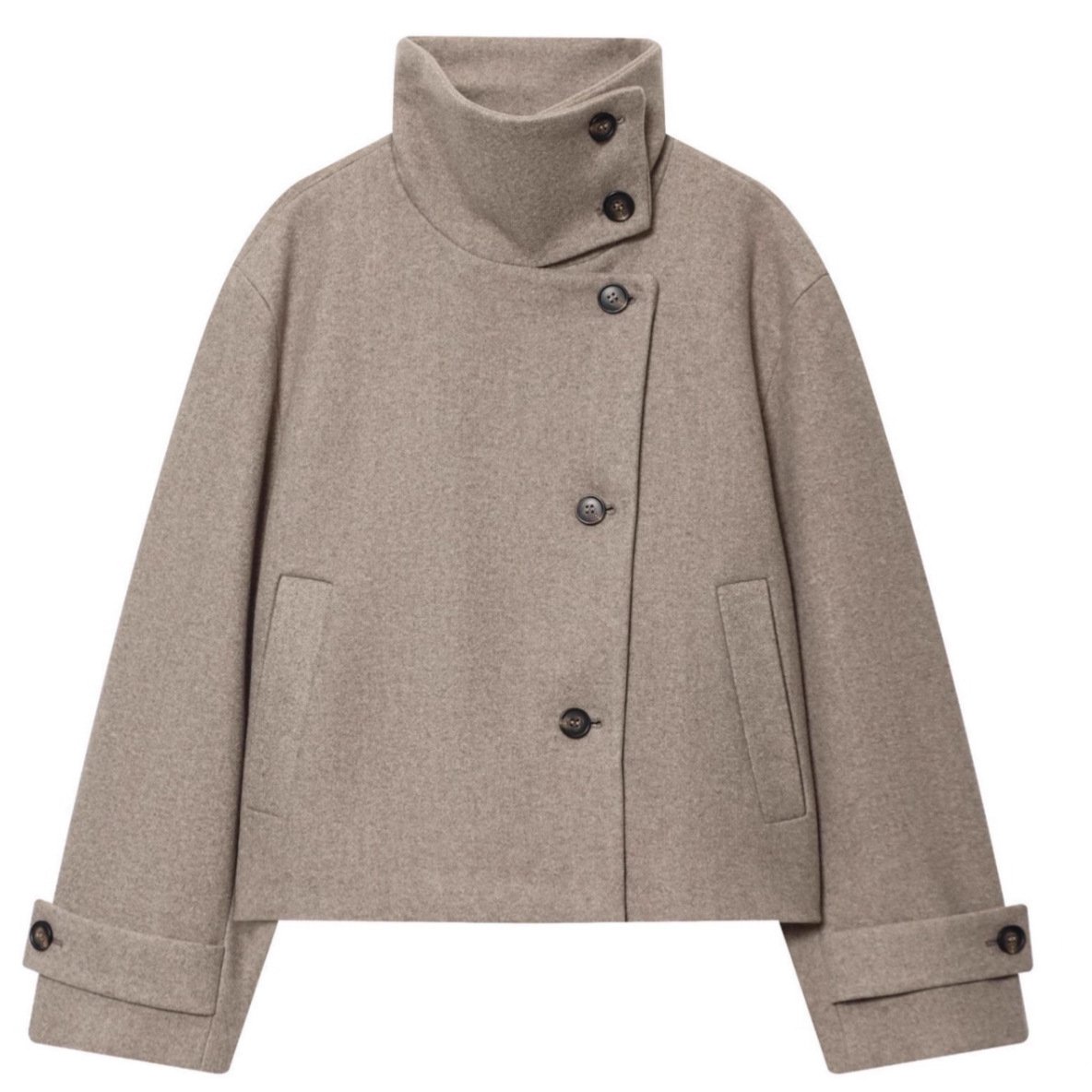 Women's Loose Casual Minimalist Long Sleeve Button-up Stand Collar Jacket