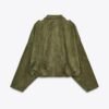 Batwing Sleeve Lapel Suede Texture Effect Pilot Jacket - Image 7
