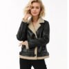 Fleece Padded Women's Leather Coat - Image 7