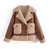 Winter Warm Reversible Jacket With Pockets And Lapel Long-sleeved Coat - Image 6