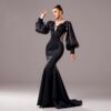 Long Sleeve Round Neck Banquet Applique Sheath Fishtail Dress - Image 6