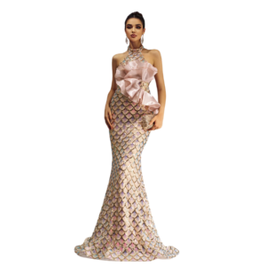 Halter Sequined Mermaid Evening Dress