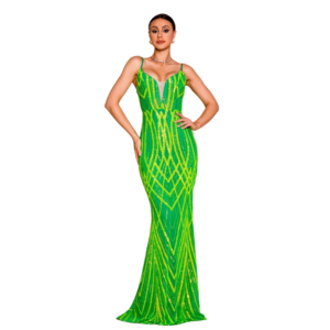 V-neck Strap Sequined Fishtail