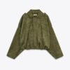 Batwing Sleeve Lapel Suede Texture Effect Pilot Jacket - Image 3