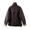 Suede Fur Integrated Motorcycle Jacket - Image 5