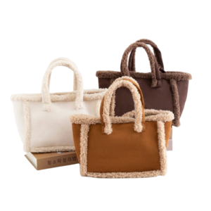 Womens Plush Crossbody Tote Bag