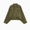 Batwing Sleeve Lapel Suede Texture Effect Pilot Jacket - Image 4