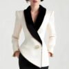Fashion Irregular Women's Golden Edge Pearl Button Long Sleeve Coat - Image 4