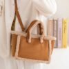 Womens Plush Crossbody Tote Bag - Image 6