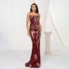 Sling Off-neck Sheath Sequined Banquet Fishtail Evening Dress - Image 3