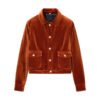 Pocket Flap Decoration POLO Collar Velvet Jacket