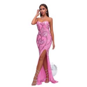 Wrapped Chest Off-neck Sheath Sequined Banquet Fishtail