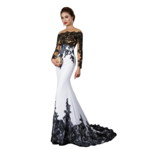 Embroidered Lace Maxi Dress With Fishtail Slim Tail