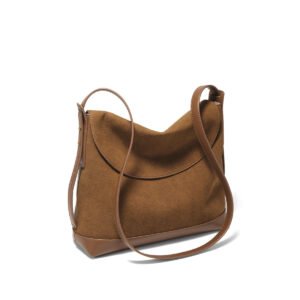 Vintage Suede-Like Shoulder Bag With Large Capacity And Crossbody Design