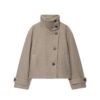Women's Loose Casual Minimalist Long Sleeve Button-up Stand Collar Jacket - Image 5