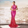 Round Neck Off-the-shoulder Slim-fit Sheath Sequined Banquet Fishtail - Image 4