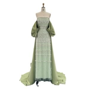 Foreign Trade Tube Top Heavy Industry Beads Off-shoulder Satin