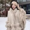 Loose Fur Collar Shawl, Cold-proof Fleece-lined Thick Coat - Image 6