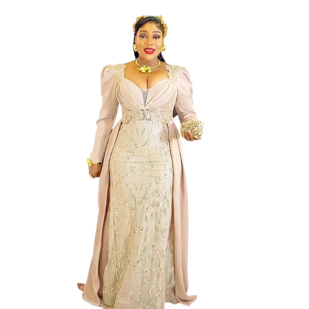 African Women's Dress V-neck Backless Sequined