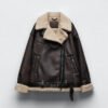 Suede Fur Integrated Motorcycle Jacket - Image 2