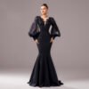 Long Sleeve Round Neck Banquet Applique Sheath Fishtail Dress - Image 5