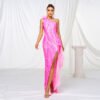 One-shoulder Diagonal Collar Sequined Slit - Image 6