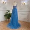 Blue Handmade Beaded Split Shoulder Fishtail Dress - Image 2