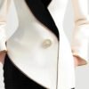 Fashion Irregular Women's Golden Edge Pearl Button Long Sleeve Coat - Image 3