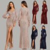 Fantasy Celebrity Sexy High Slit Long Sleeve Sequined Banquet - Image 4