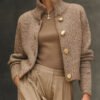High Neck Button Knit Sweater Stylish Short Cardigan Coat - Image 5
