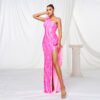 One-shoulder Diagonal Collar Sequined Slit - Image 3