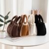 Womens Plush Crossbody Tote Bag - Image 9