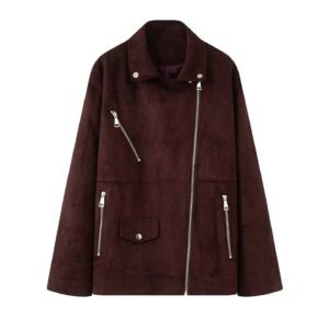 Elegant Suede Lapel Jacket