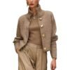 High Neck Button Knit Sweater Stylish Short Cardigan Coat