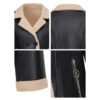 Fleece Padded Women's Leather Coat - Image 6
