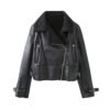 All-match Solid Color Zipper Pocket Long Sleeve With Belt Double-sided Jacket Coat - Image 5