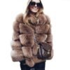 Fox Fur Slimming Stand Collar Splicing Coat - Image 10