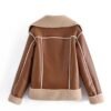 Winter Warm Reversible Jacket With Pockets And Lapel Long-sleeved Coat - Image 3