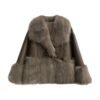 Big Fur Collar Stitching Faux Coat