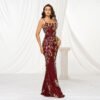 Sling Off-neck Sheath Sequined Banquet Fishtail Evening Dress - Image 2