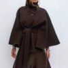 Trench Coat With A Stand-up Collar Buttons And A Belt - Image 7
